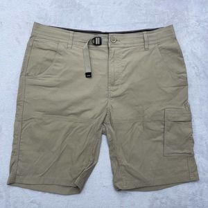 PrAna Shorts Mens 35 Tan Belted Hiking Outdoor Fishing Camp Cargo 10"